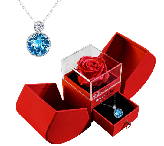 White Gold Necklace with Real Rose