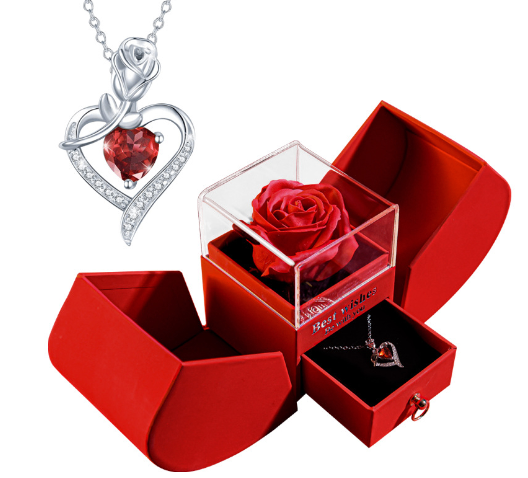 White Gold Necklace with Real Rose